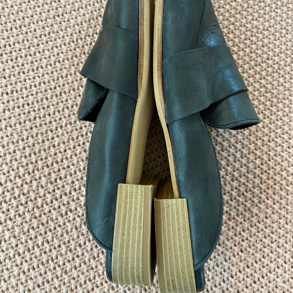 Free People Black Leather Mules